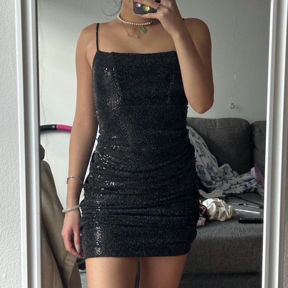 Sparkle Sheath Mini Dress - Black